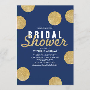 Navy Blue Imitate Gold Glitzer Brautparty Einladun Einladung