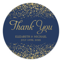 Navy Blue Imitate Gold Glitzer Hochzeit Vielen Dan