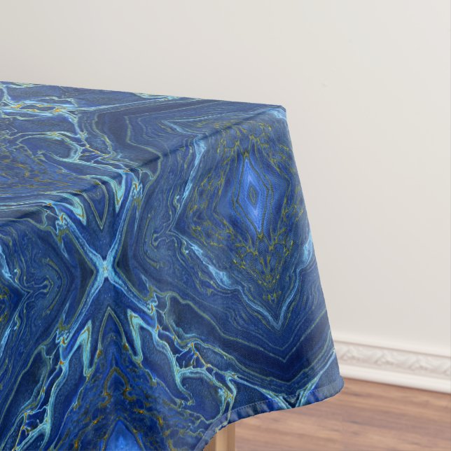 Navy Blue & Imitate Gold Marbour Diamonds Muster  Tischdecke (Beispiel)