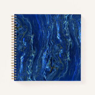 Navy Blue & Imitate Gold Marmor Akrylabstraktion Notizbuch