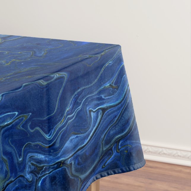 Navy Blue & Imitate Gold Marmor Akrylabstraktion Tischdecke (Beispiel)