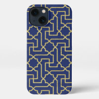 Navy Blue & Imitate Gold marokkanische Mosaikmuste