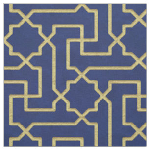 Navy Blue & Imitate Gold marokkanische Mosaikmuste Stoff