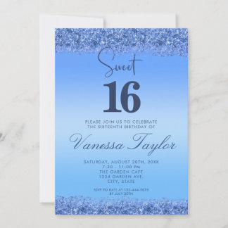 Navy Blue Imitats Glitzer Sweet 16 Geburtstag Einl Einladung