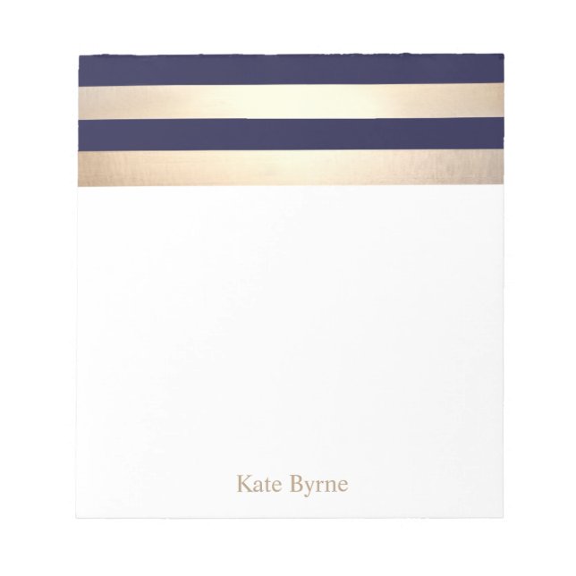 Navy Blue Imitats Gold Foil Streifen Name Notizblock (Vorderseite)