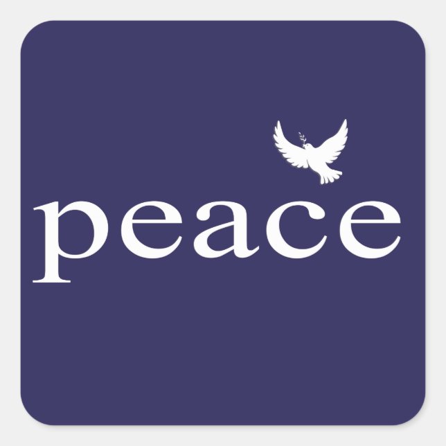 Navy Blue Inspiration Peace Zitat Quadratischer Aufkleber (Vorderseite)
