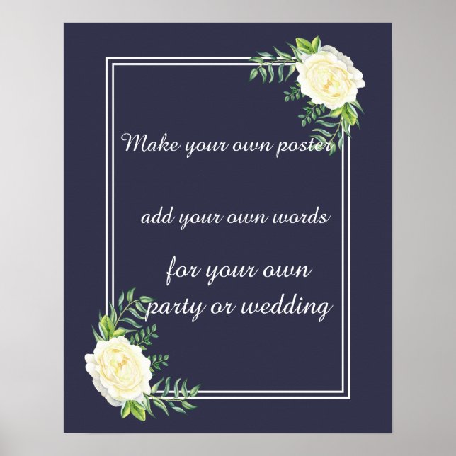 NAVY BLUE Ivory chic Rose Erstellen Sie Ihr eigene Poster (Vorne)