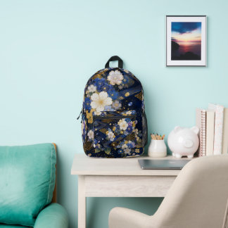 Navy Blue Japanese Sakura Kimono Backpack Bedruckter Rucksack