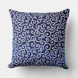 Navy Blue Japentical Nautical Reversible Pillow Kissen