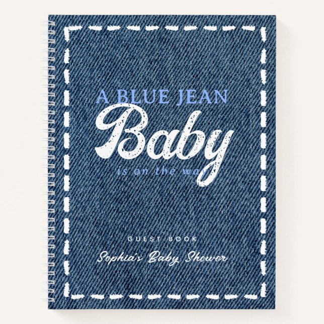Navy Blue Jean Baby Boy Baby Shower Guest Book Notizbuch (Vorderseite)
