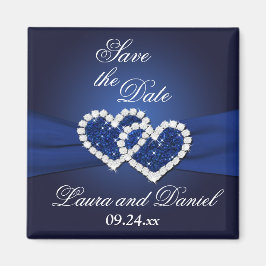 Navy Blue Joded Hearts Speichern Sie das Date Magn Magnet