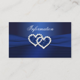 Navy Blue Joined Hearts Wedding Information Card Begleitkarte