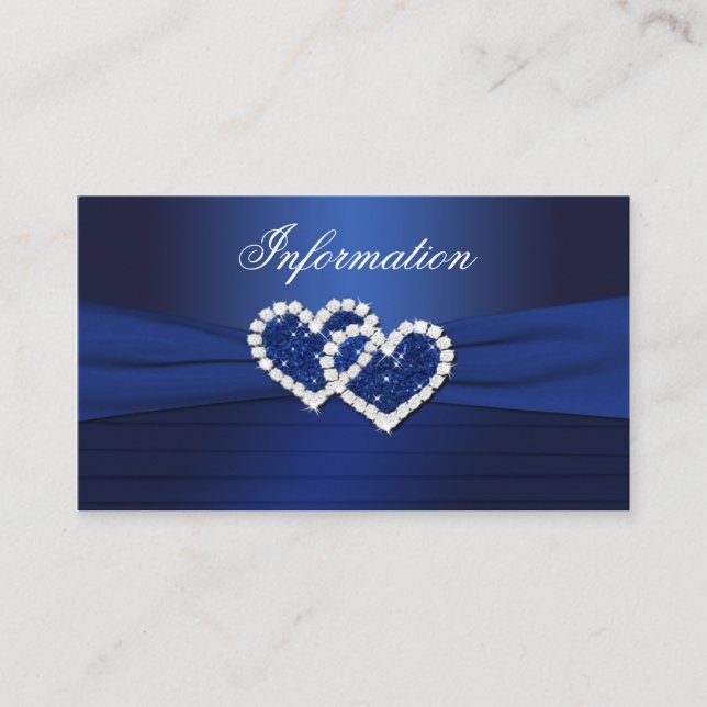 Navy Blue Joined Hearts Wedding Information Card Begleitkarte (Vorderseite)