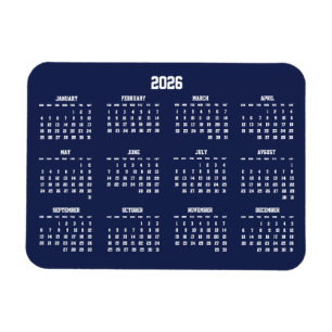 Navy Blue Kalender 2026 Flexibler Magnet