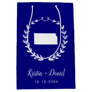 Navy Blue Kansas Map Wedding Welcome Swag Mittlere Geschenktüte