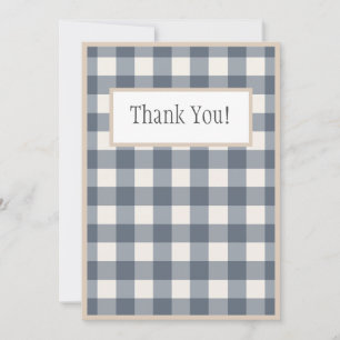 Navy Blue Kariert Gingham Country Wedding Dankeskarte