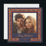 Navy Blue Kariert Ribbon Border Christmas Card Feiertagskarte<br><div class="desc">Weihnachtskarten für Navy und Rot-Band. Diese launischen Urlaubskarten haben eine klassische Eleganz. Verwenden Sie die Personalisierungsfunktion,  um die Details zu bearbeiten.</div>