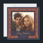 Navy Blue Kariert Ribbon Border Christmas Card Feiertagskarte<br><div class="desc">Weihnachtskarten für Navy und Rot-Band. Diese launischen Urlaubskarten haben eine klassische Eleganz. Verwenden Sie die Personalisierungsfunktion,  um die Details zu bearbeiten.</div>