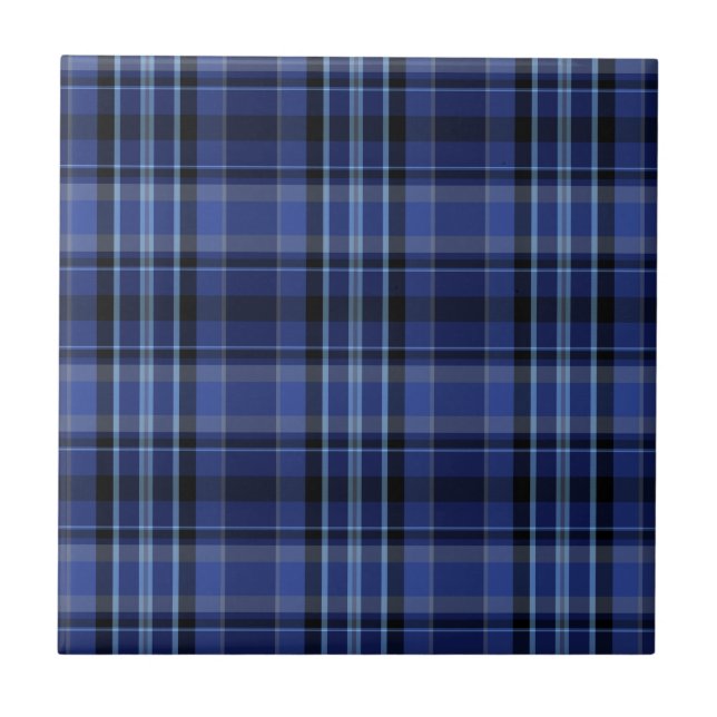 Navy Blue Kariert Tartan Fliese (Vorderseite)