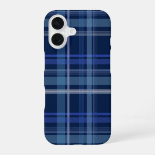 Navy Blue Kariert Tartan Niedlich Retro Ästhetik iPhone 16 Hülle