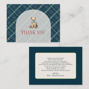 Navy Blue Kariert Teddy Bear Baby Dusche Vielen Da Mitteilungskarte