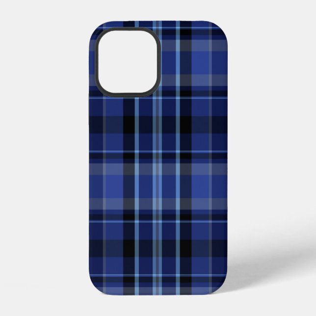 Navy-Blue Karo iPhone 12 Hülle (Rückseite)