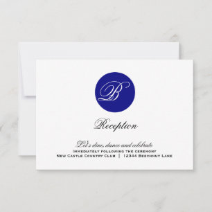 Navy-Blue Kreis-Monogramm-Hochzeitsempfangskarte Einladung