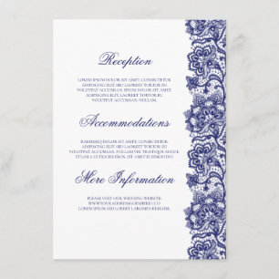 Navy Blue Lace Elegant Informationen für Hochzeite Begleitkarte
