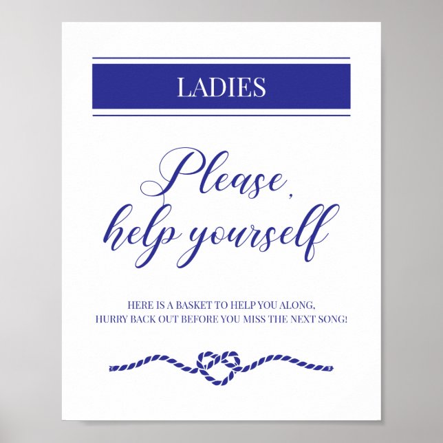 Navy Blue Ladys Bad Basket Nautical Wedding Poster (Vorne)