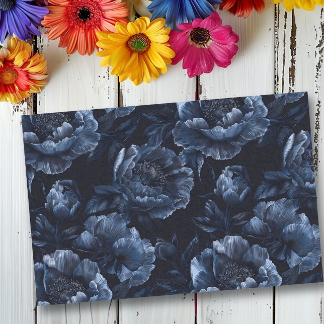 Navy Blue Large Peonies Seidenpapier (Von Creator hochgeladen)