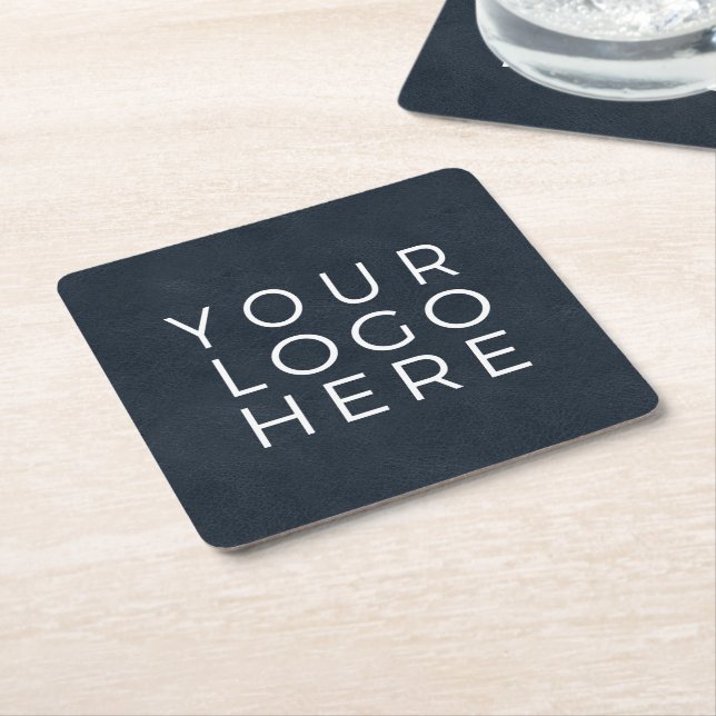 Navy Blue Leaaalook Custom Business Logo Rechteckiger Pappuntersetzer (angewinkelt)