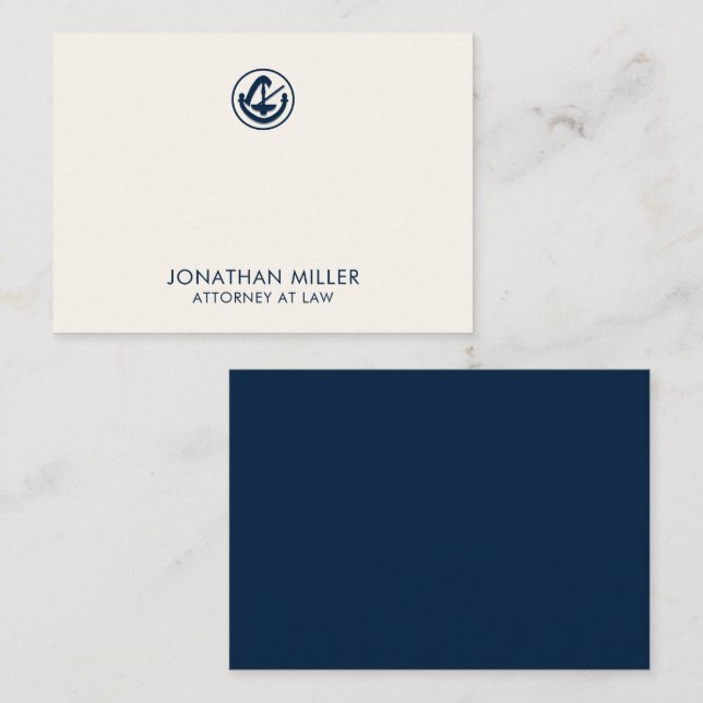 Navy Blue Legal Emblem Note Card Mitteilungskarte (Vorne/Hinten)