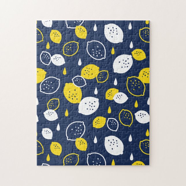 Navy Blue Lemon Art - Erfrischendes Citrus Design (Vertikal)