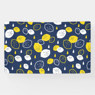Navy Blue Lemon Art - Erfrischendes Citrus Design Banner
