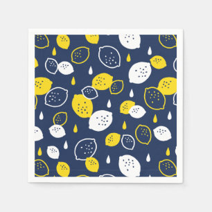 Navy Blue Lemon Art - Erfrischendes Citrus Design Serviette