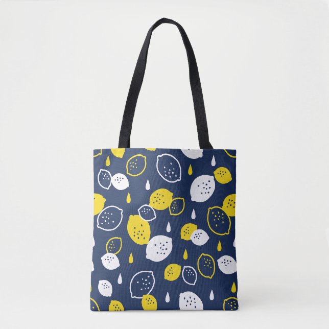 Navy Blue Lemon Art - Erfrischendes Citrus Design Tasche (Vorderseite)