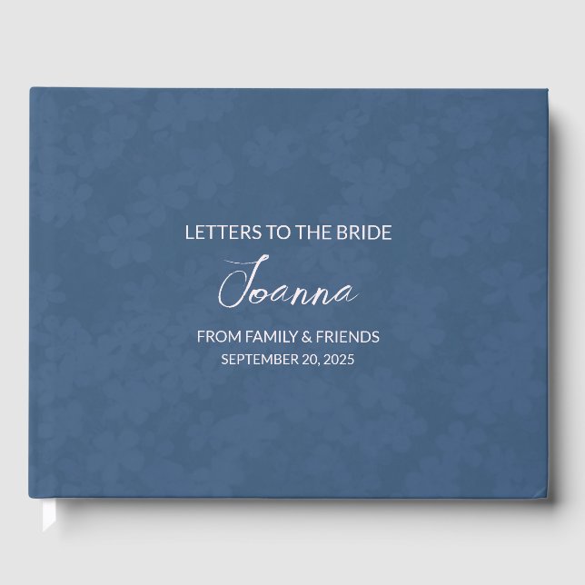 Navy Blue Letters to Bride Keepake Notebook Gästebuch (Vorderseite)