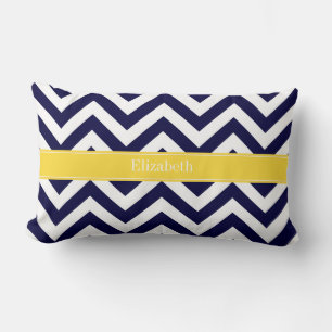 Navy Blue Lg Zickzack Ananas Name Monogram Lendenkissen