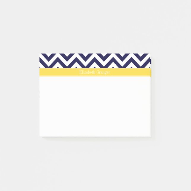 Navy Blue Lg Zickzack Ananas Name Monogram Post-it Klebezettel (Vorderseite)