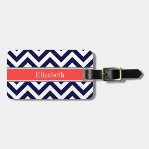 Navy Blue Lg Zickzack Cornname Monogram Gepäckanhänger