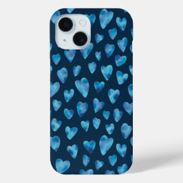 Navy Blue Liebe Heart Muster Case-Mate iPhone Hülle