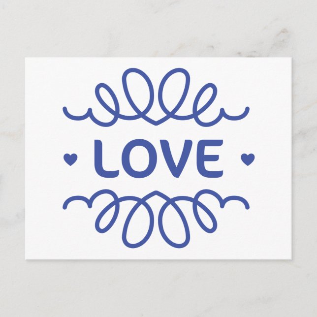 Navy Blue Liebe Hört Blanke Begrüßung Postkarte (Vorderseite)