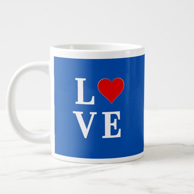 Navy Blue LIEBE Retro Stilvoll Jumbo-Tasse (Links)