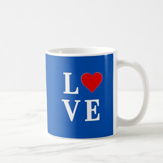 Navy Blue LIEBE Retro Stilvoll Kaffeetasse (Rechts)