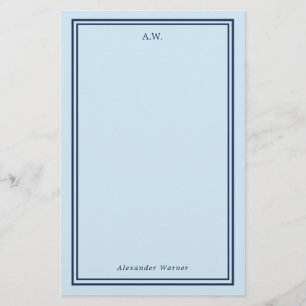 Navy Blue & Light Blue Mit Monogramm Briefpapier
