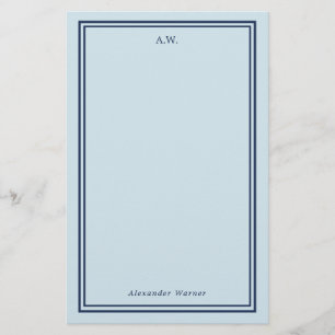 Navy Blue Light Blue Mit Monogramm Stationery Briefpapier