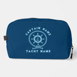 Navy Blue Light Blue Nautical Boat Wheel Knoten Waschbeutel