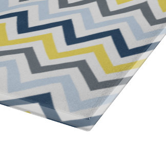Navy Blue, Light Blue, Yellow und Gray Zickzack Schneidebrett