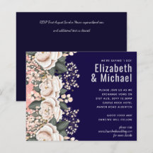 Navy Blue Light Pink Floral Wedding Budget