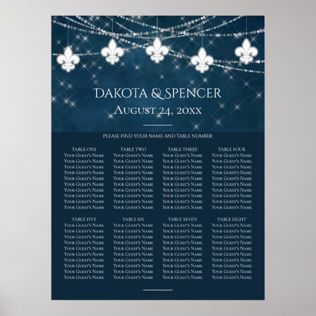 Navy Blue Lilie Fairy Light | Sitzdiagramm Poster (Vorne)